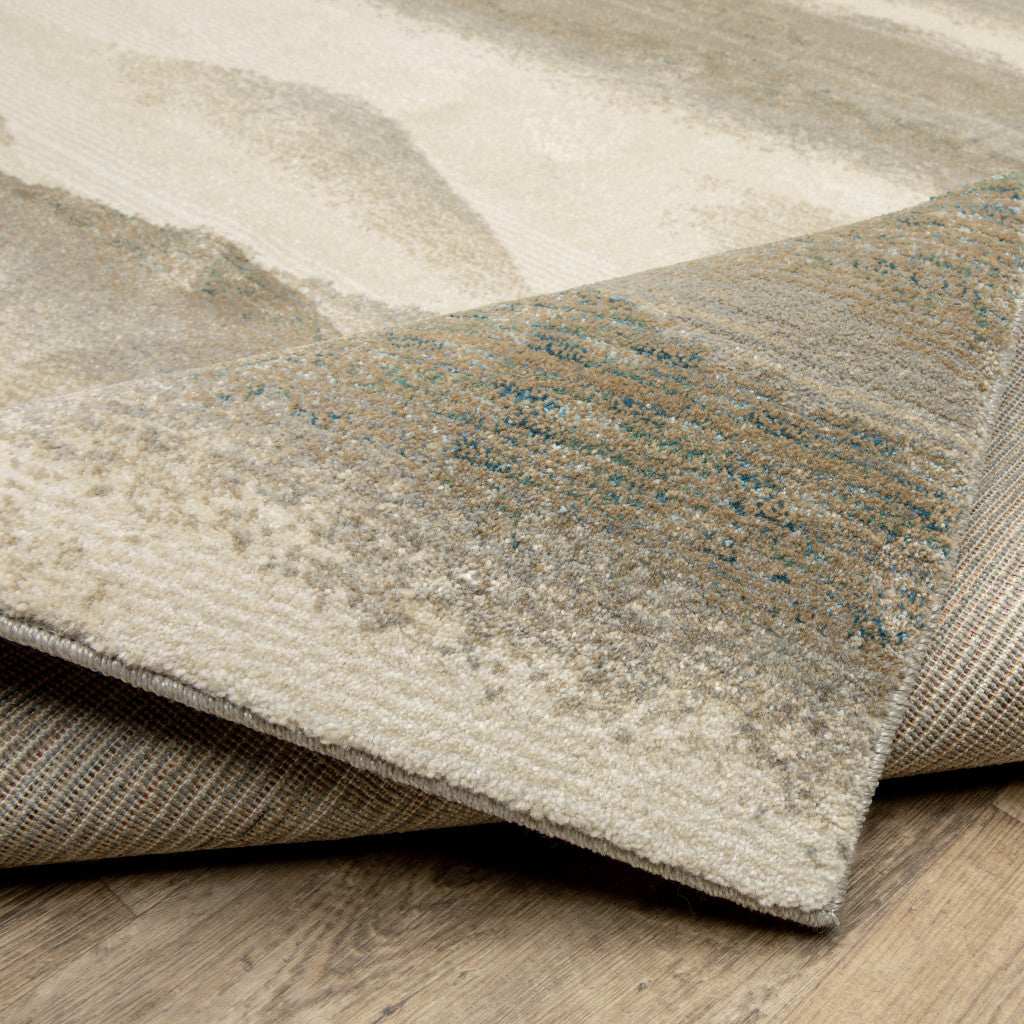 7' X 10' Blue and Gray Abstract Power Loom Area Rug - Image 7