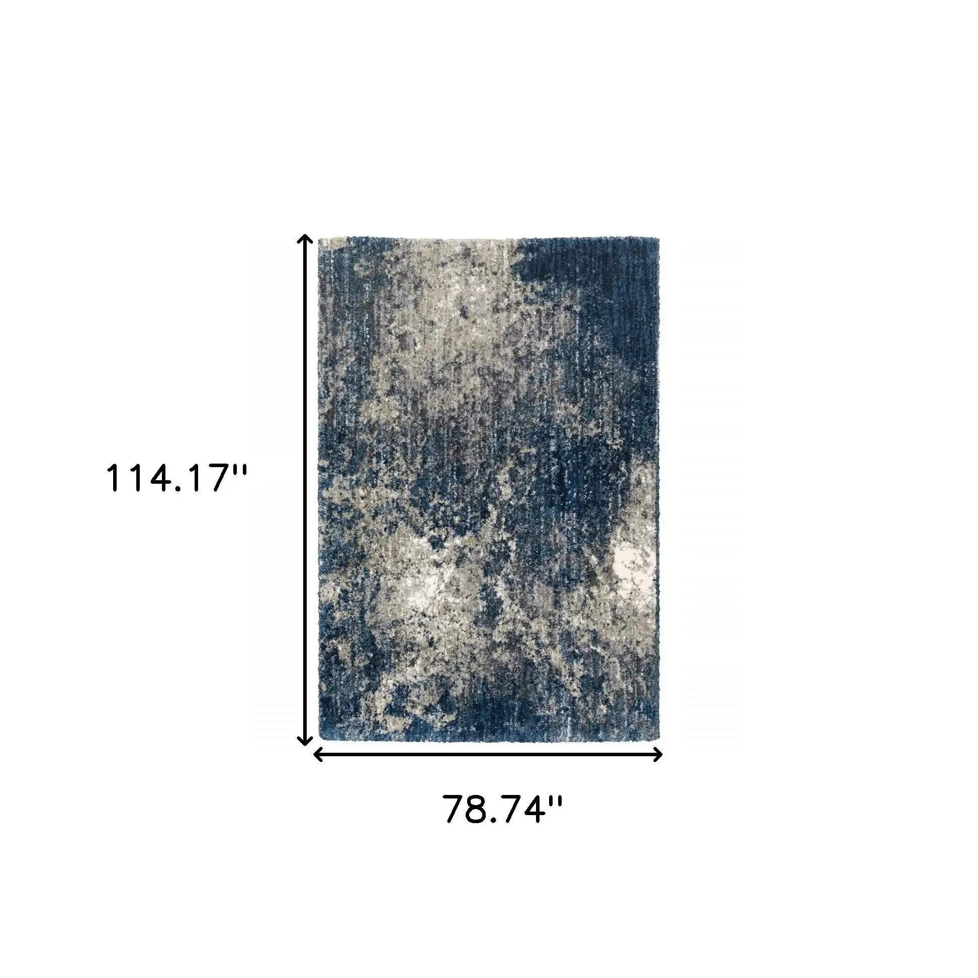 7' X 10' Blue and Gray Abstract Shag Power Loom Area Rug - Image 6