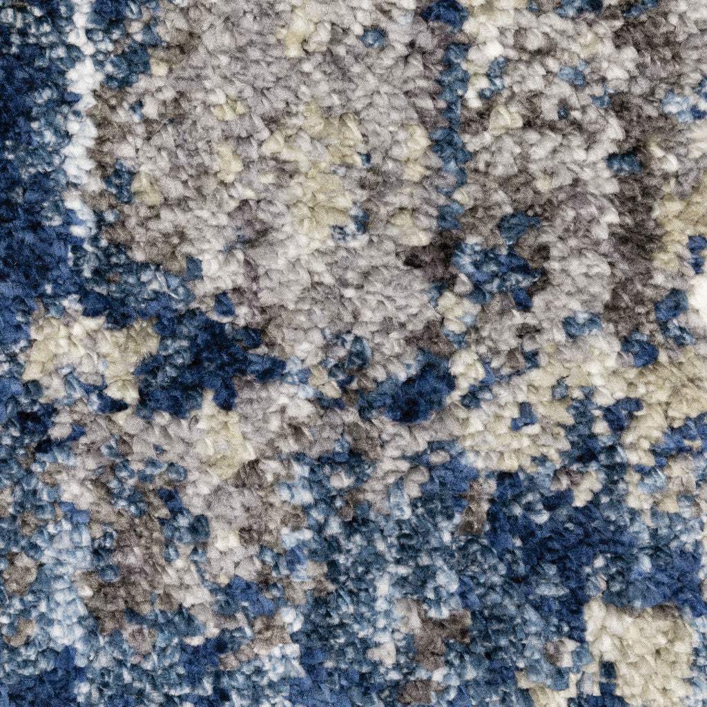 7' X 10' Blue and Gray Abstract Shag Power Loom Area Rug - Image 8