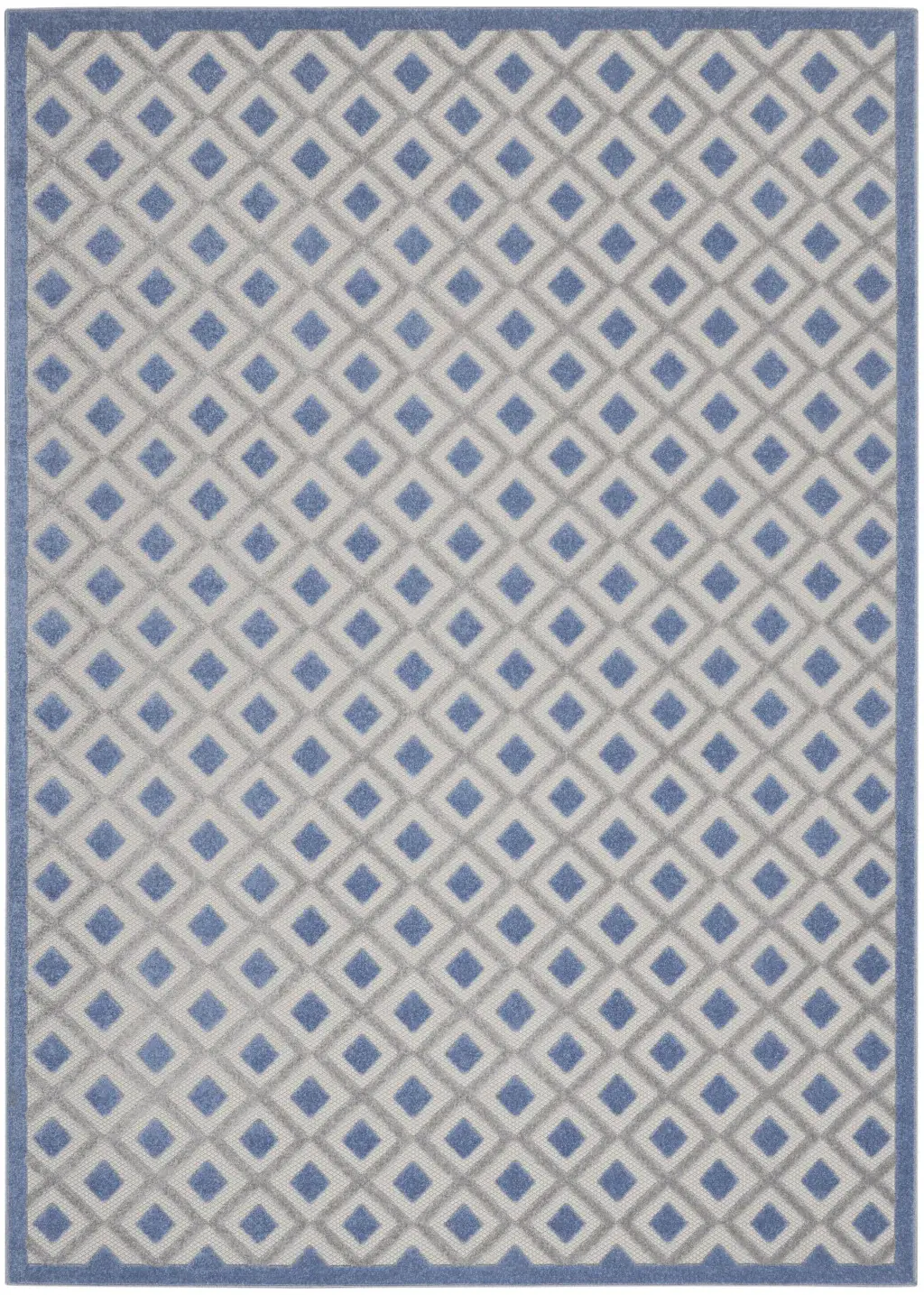7' X 10' Blue And Gray Geometric Indoor Outdoor Area Rug - Image 3