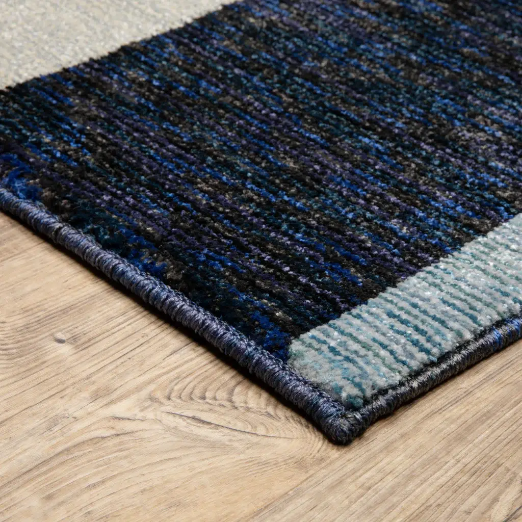 7' X 10' Blue and Gray Geometric Power Loom Area Rug - Image 4