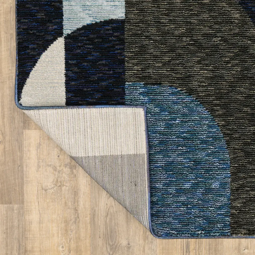 7' X 10' Blue and Gray Geometric Power Loom Area Rug - Image 7
