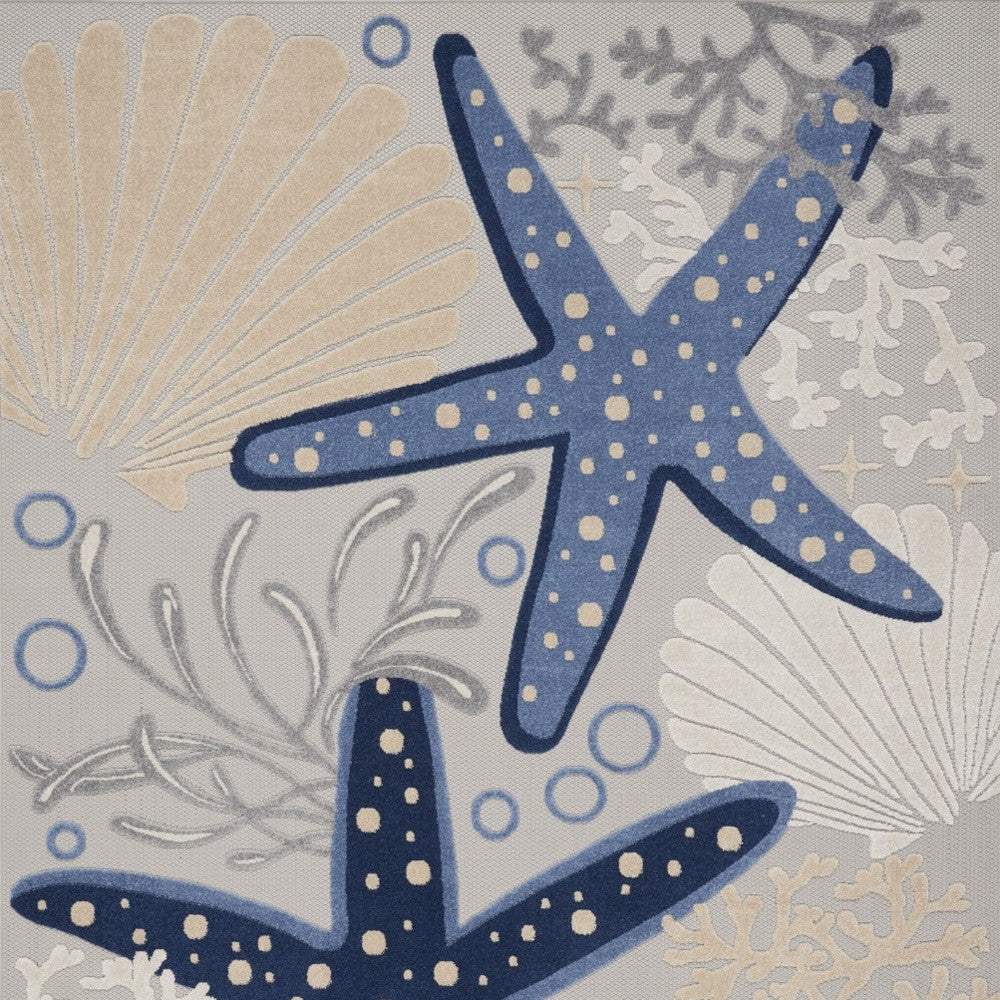 7' X 10' Blue And Gray Indoor Outdoor Area Rug - Image 2