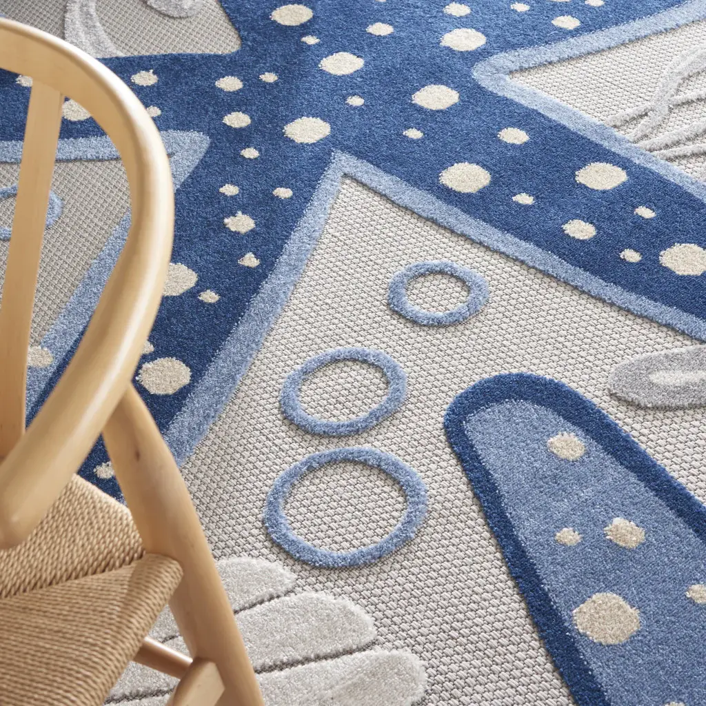 7' X 10' Blue And Gray Indoor Outdoor Area Rug - Image 8