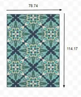 7' X 10' Blue and Green Indoor Outdoor Area Rug - Image 4