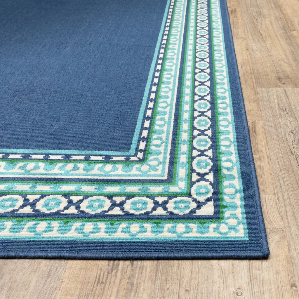 7' X 10' Blue and Green Indoor Outdoor Area Rug - Image 7