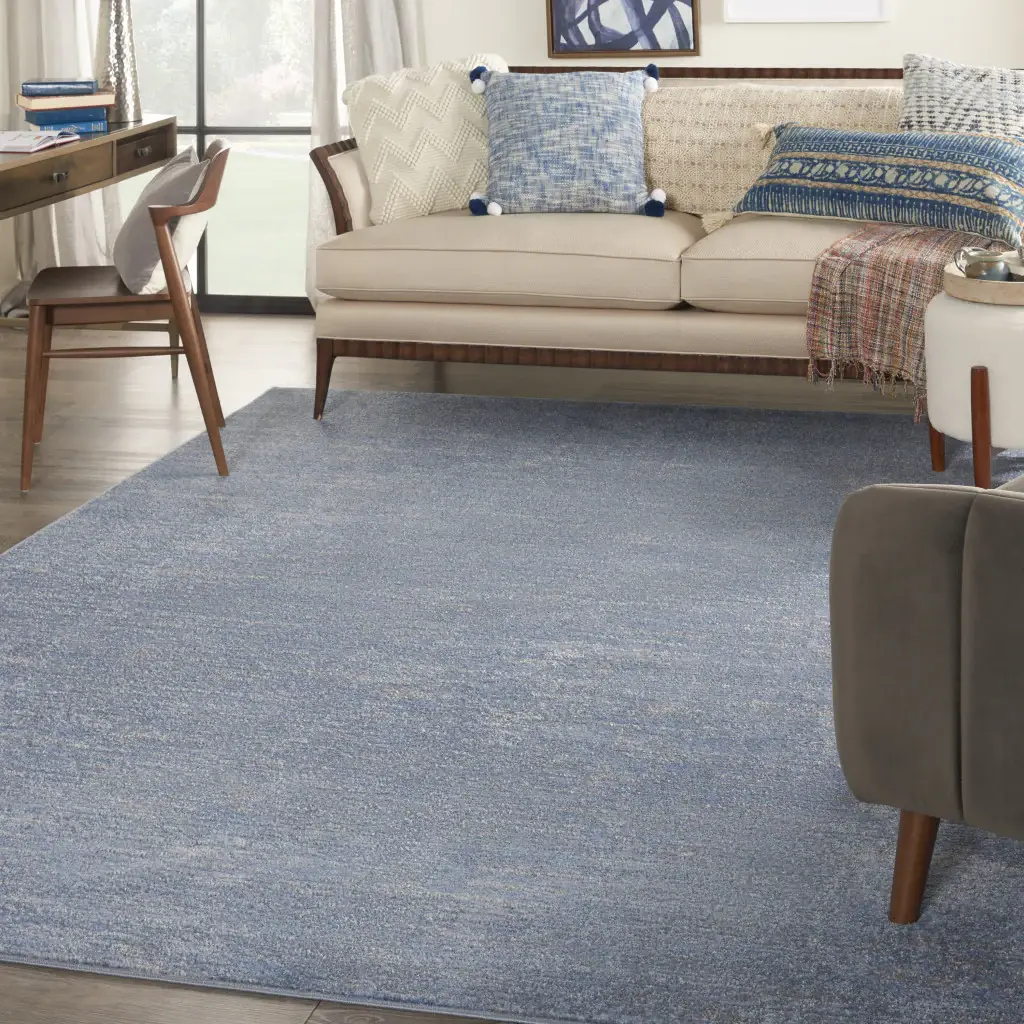 7' X 10' Blue And Grey Striped Non Skid Indoor Outdoor Area Rug - Image 6