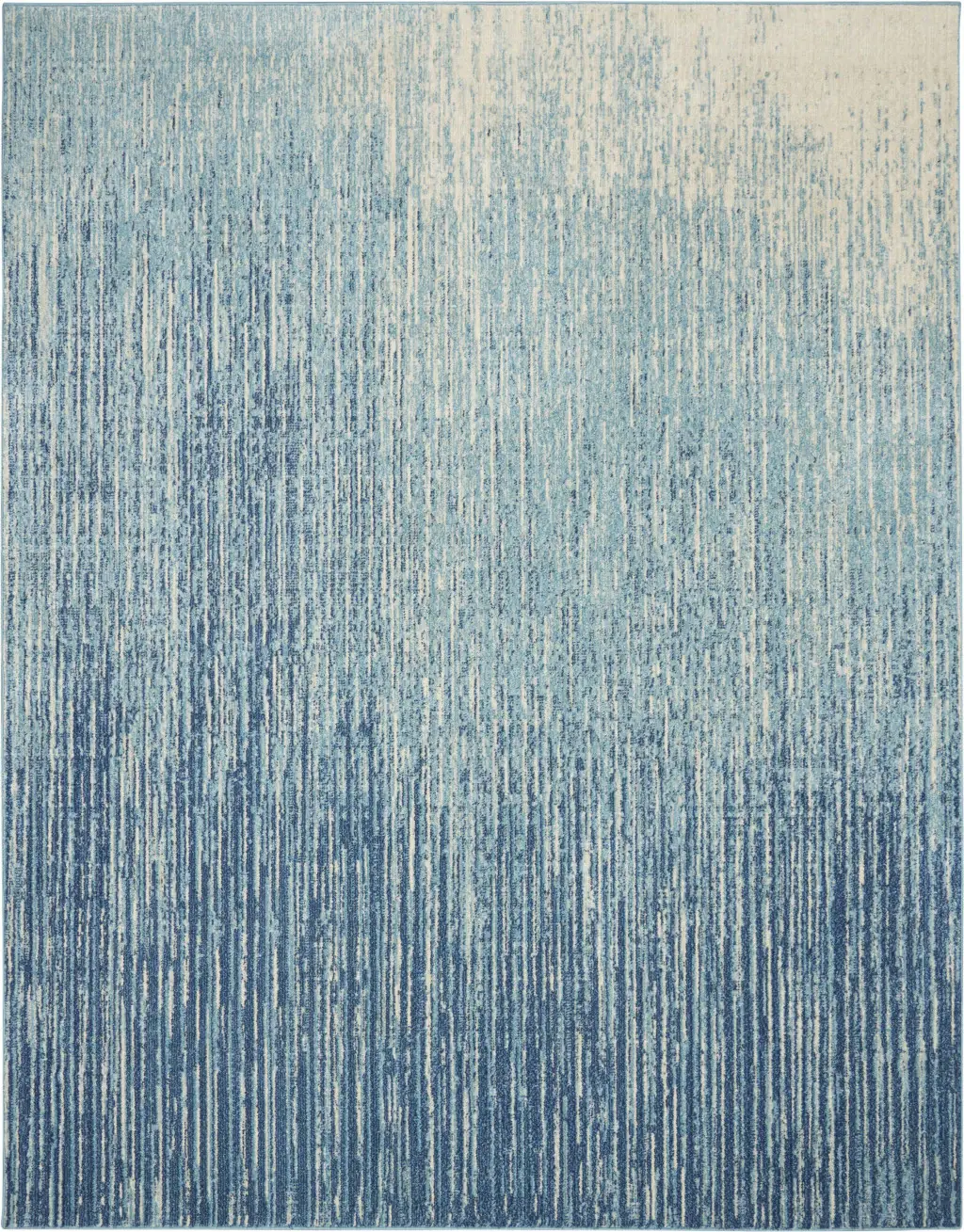 7' X 10' Blue and Ivory Abstract Stripes Power Loom Area Rug - Image 9