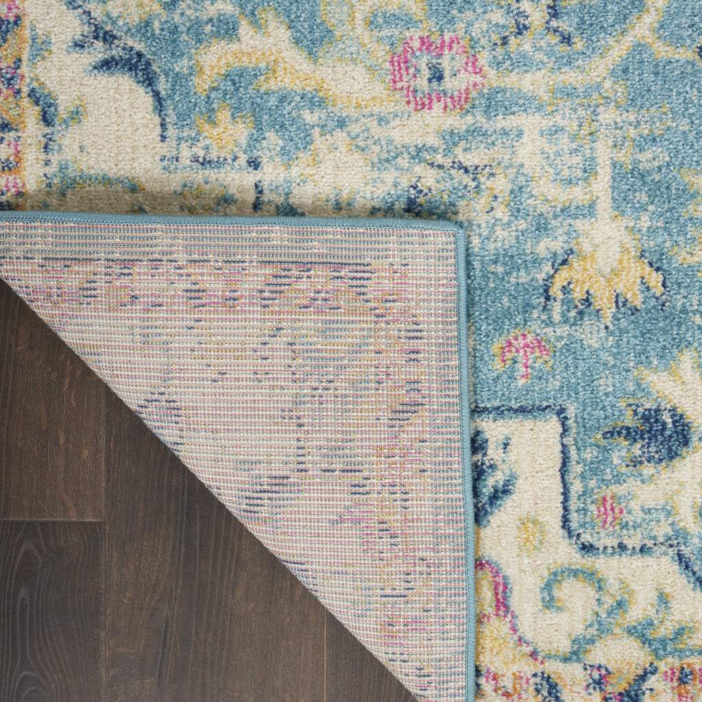 7' X 10' Blue And Ivory Dhurrie Area Rug - Image 4