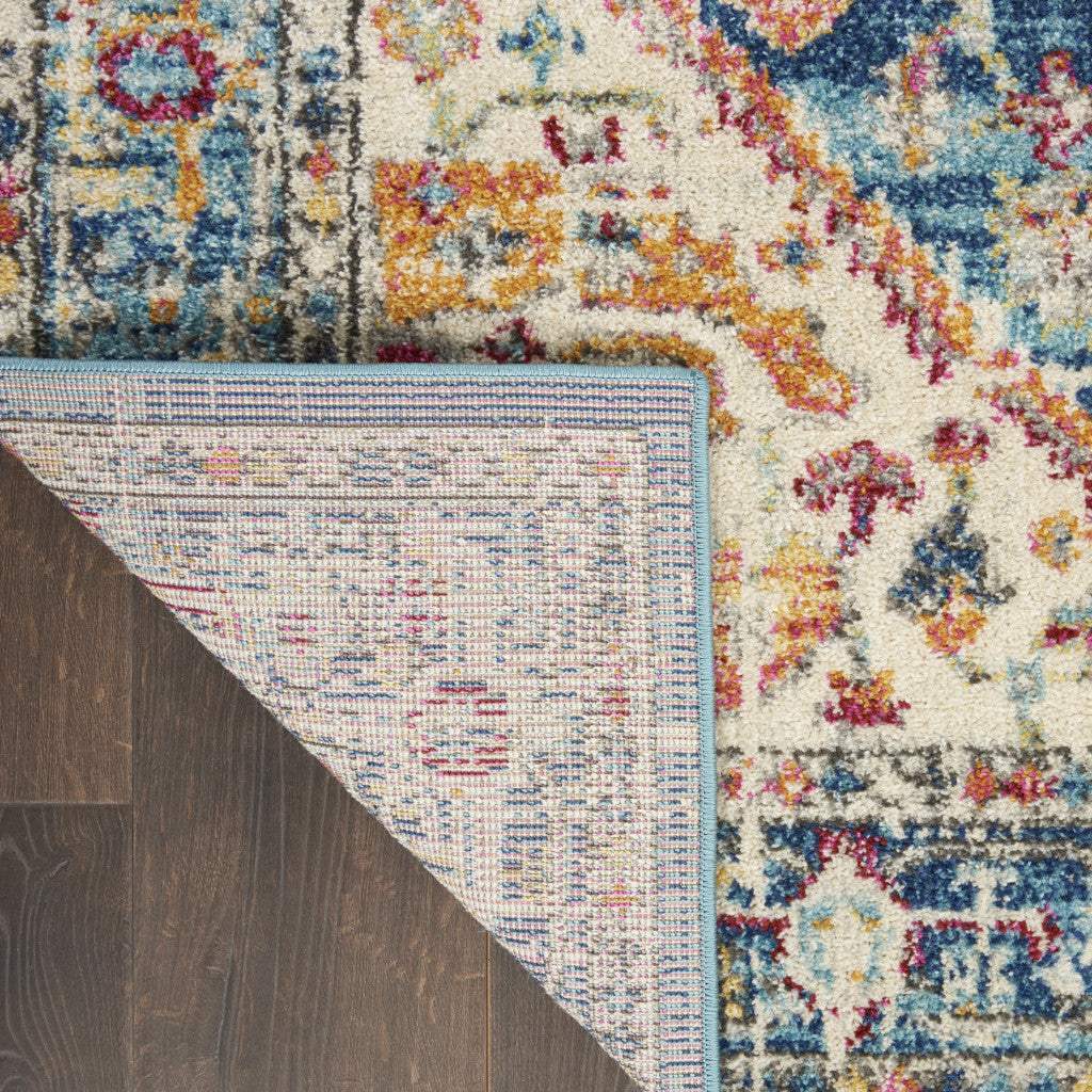 7' X 10' Blue And Ivory Power Loom Area Rug - Image 4