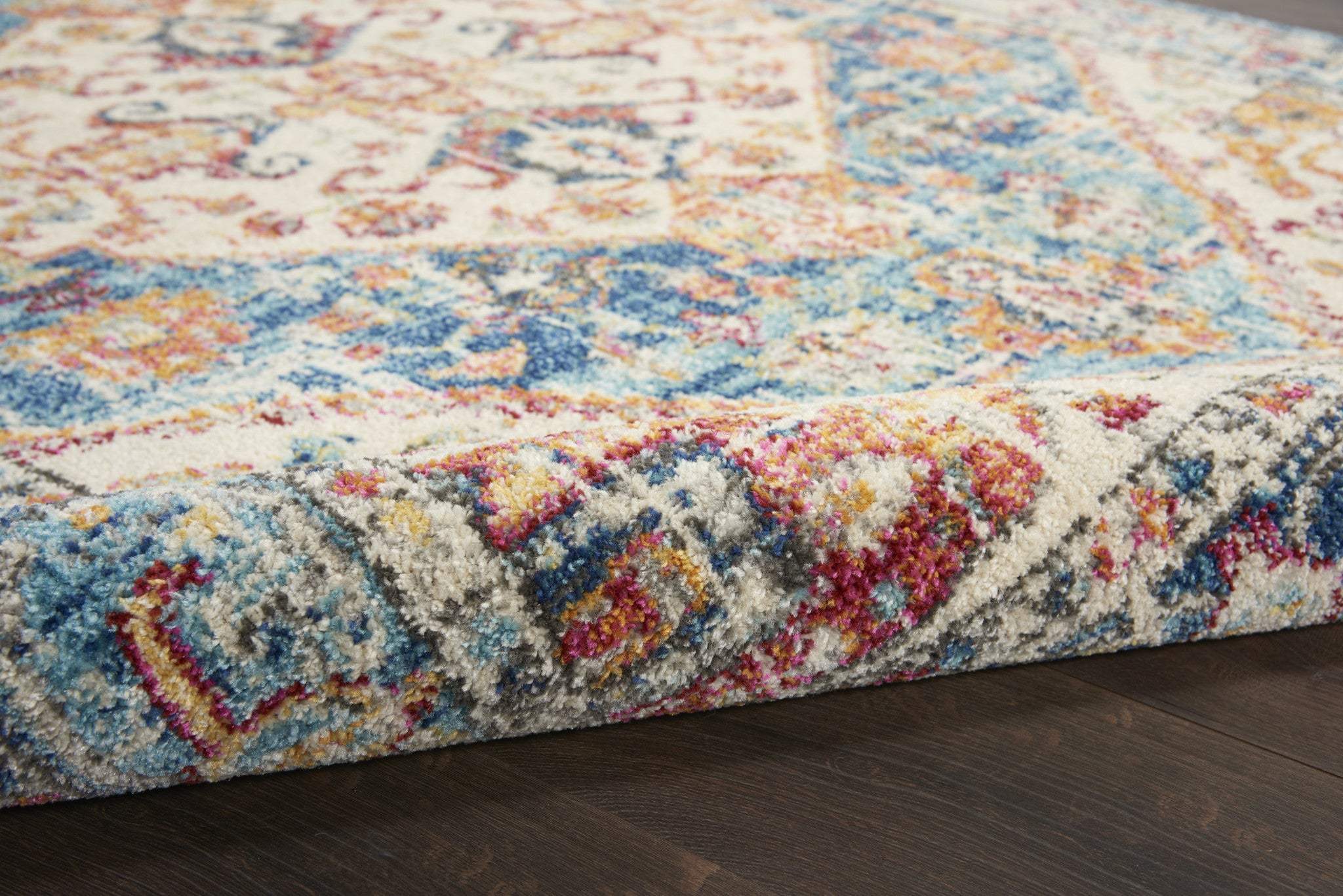 7' X 10' Blue And Ivory Power Loom Area Rug - Image 5