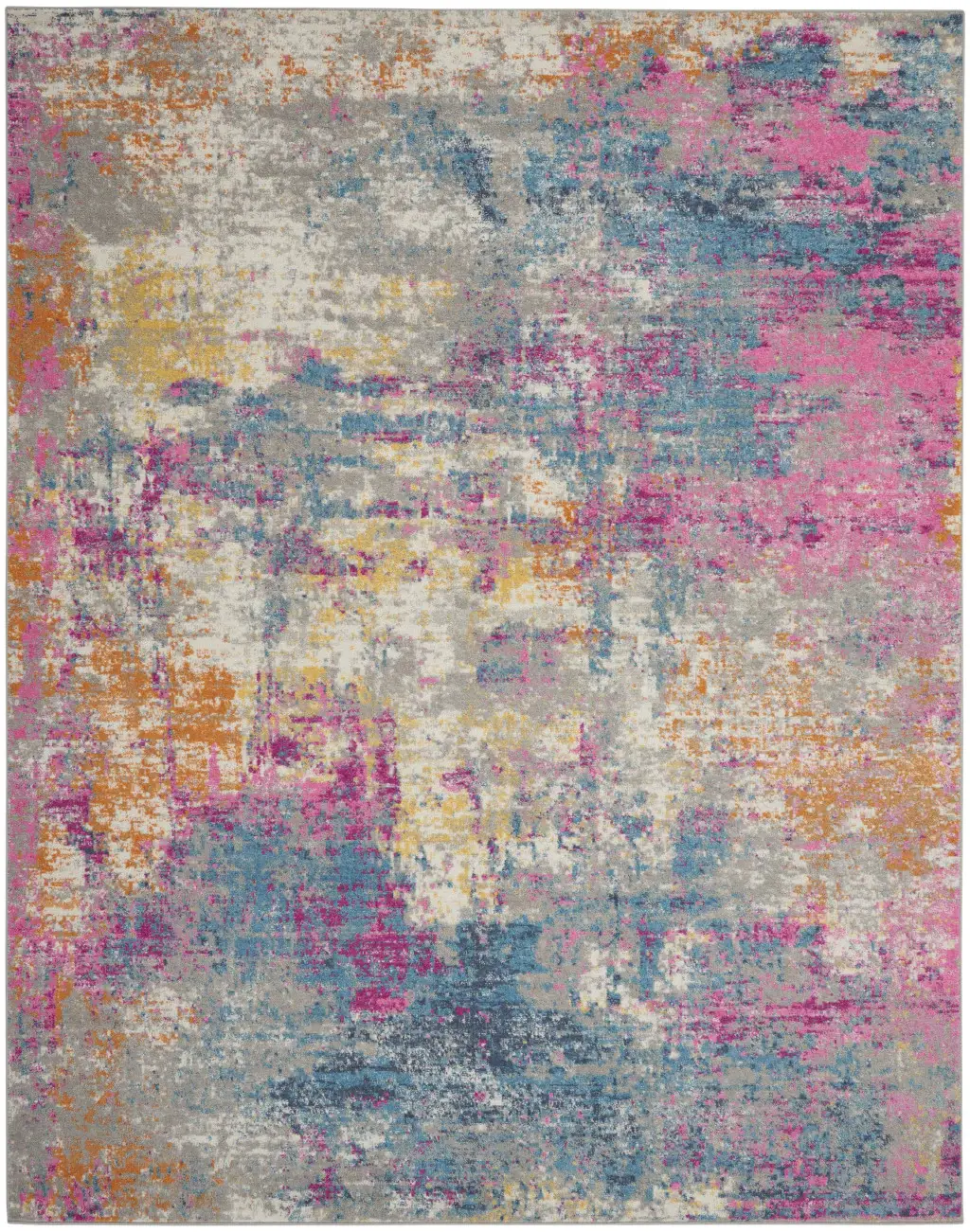 7' X 10' Blue And Pink Abstract Power Loom Area Rug - Image 2