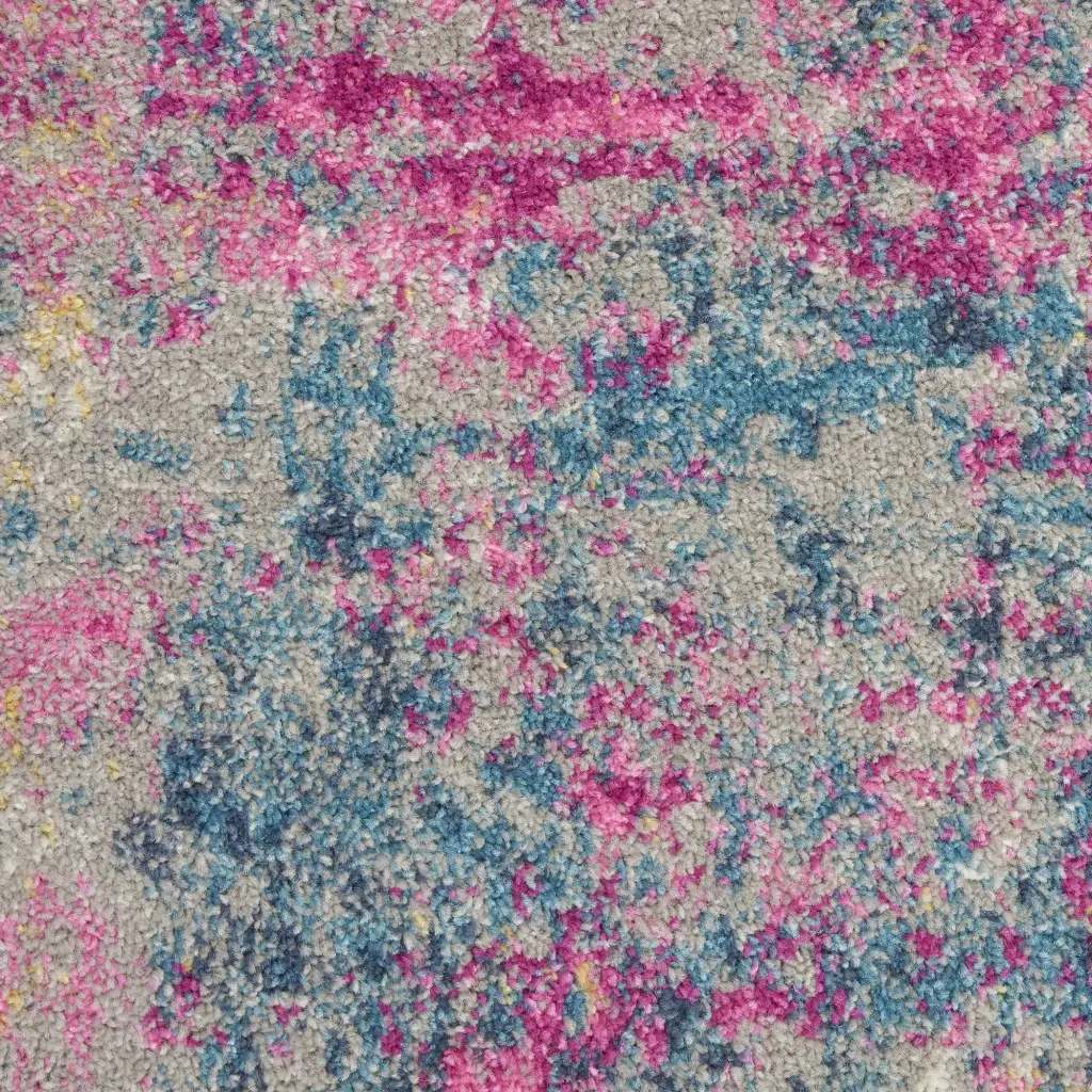 7' X 10' Blue And Pink Abstract Power Loom Area Rug - Image 4