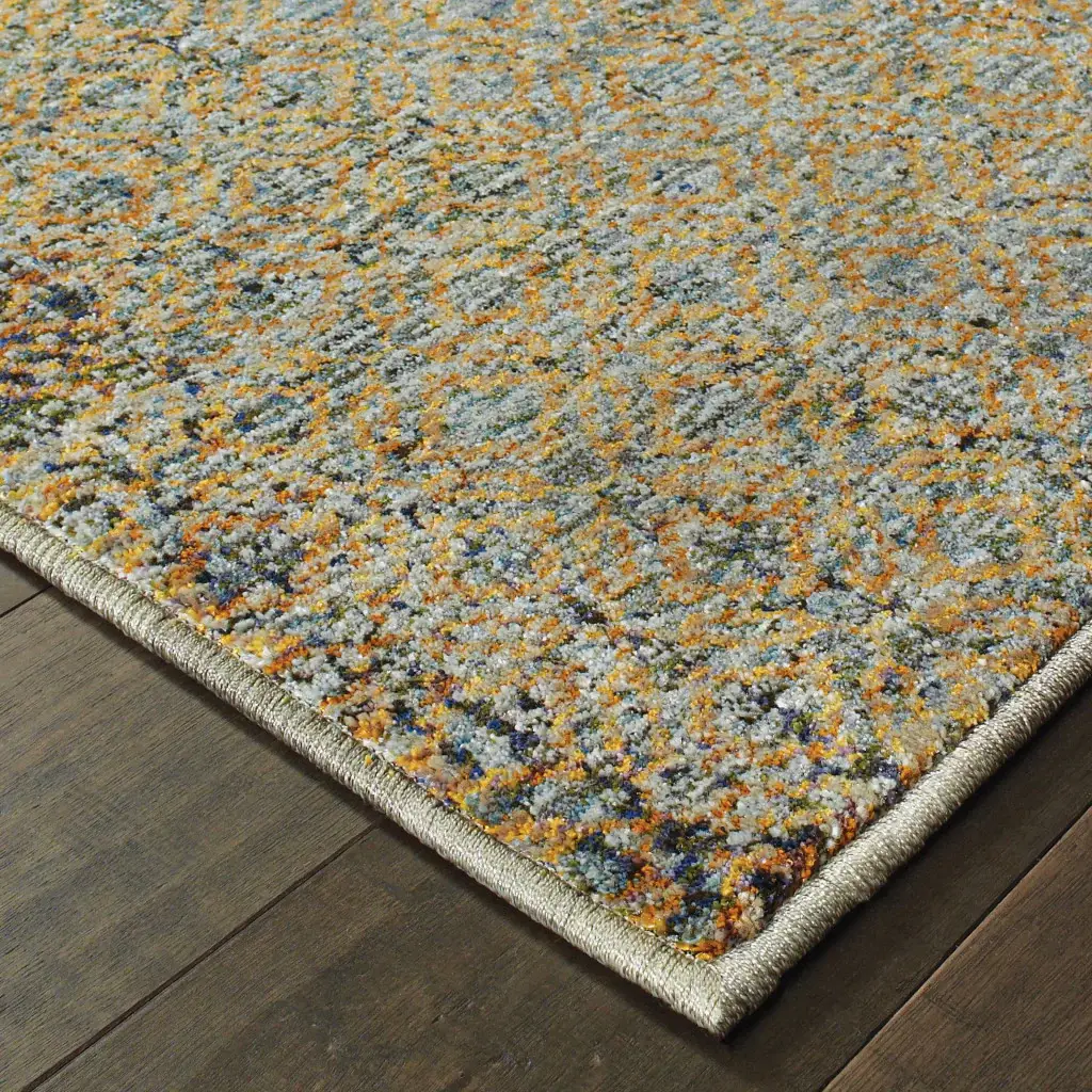 7' X 10' Blue and Silver Geometric Power Loom Area Rug - Image 4
