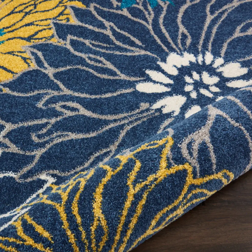 7' X 10' Blue Floral Power Loom Area Rug - Image 6
