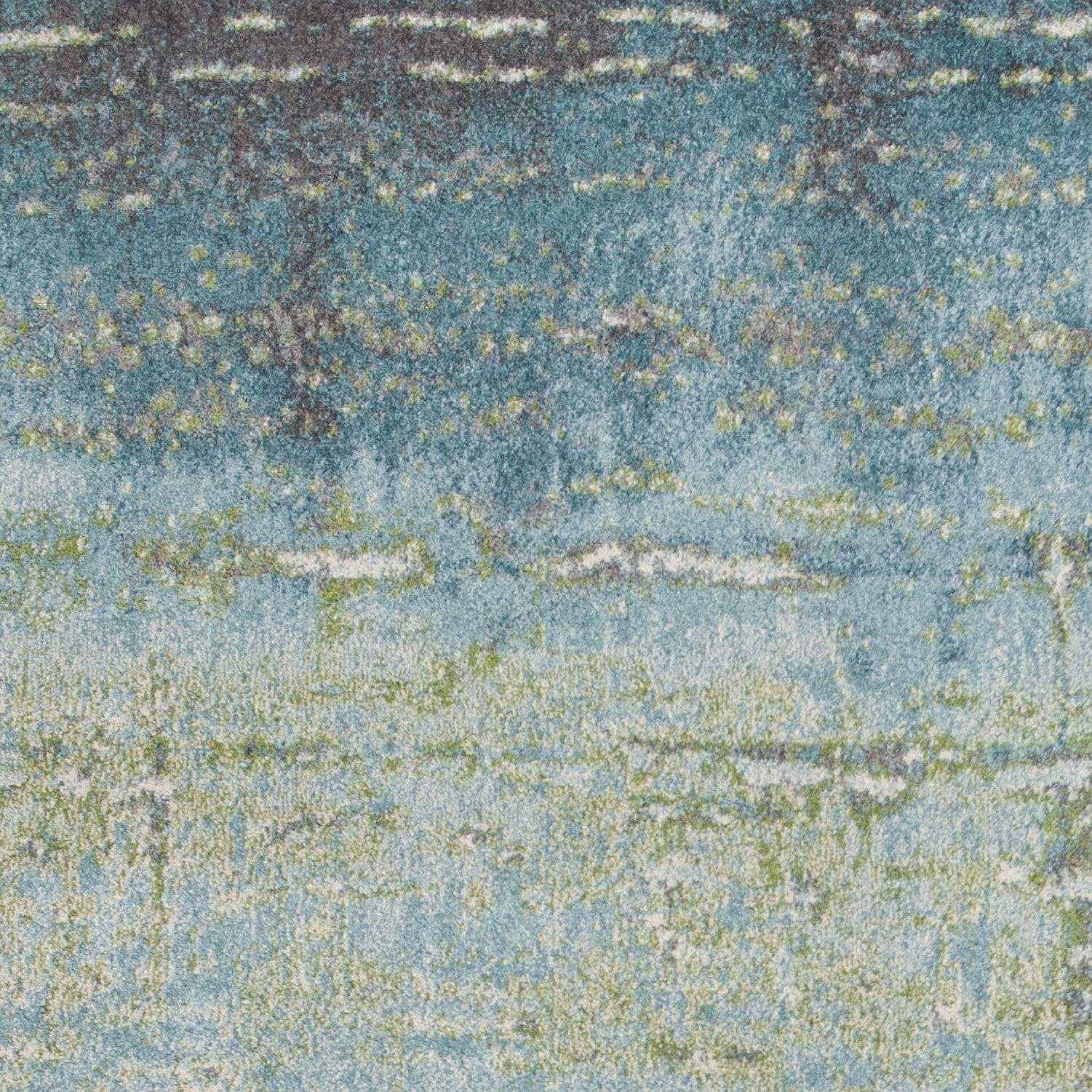 7' X 10' Blue Green Machine Woven Abstract Brushstroke Indoor Area Rug - Image 8