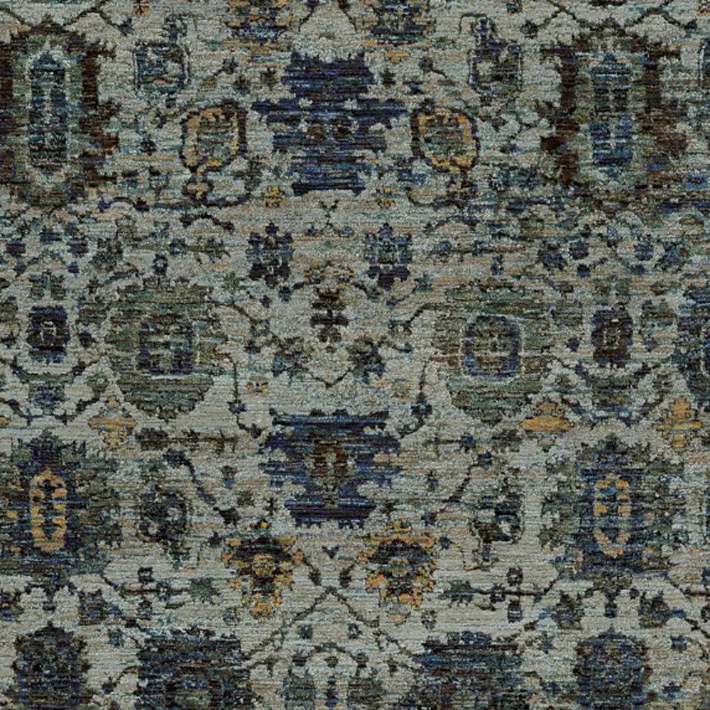 7' X 10' Blue Green Oriental Power Loom Area Rug - Image 3