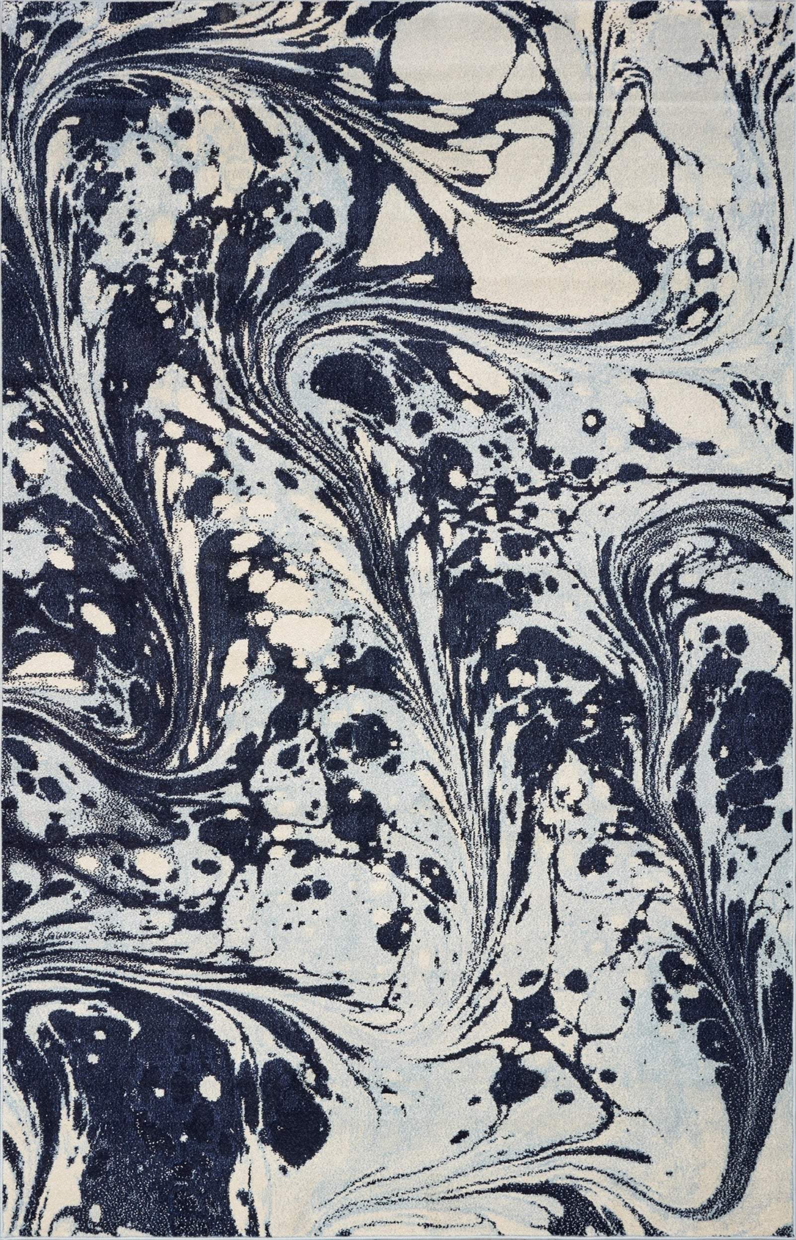 7' X 10' Blue Machine Woven Abstract Indoor Area Rug - Image 7