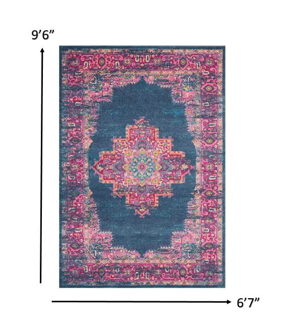 7' X 10' Blue Power Loom Area Rug - Image 3