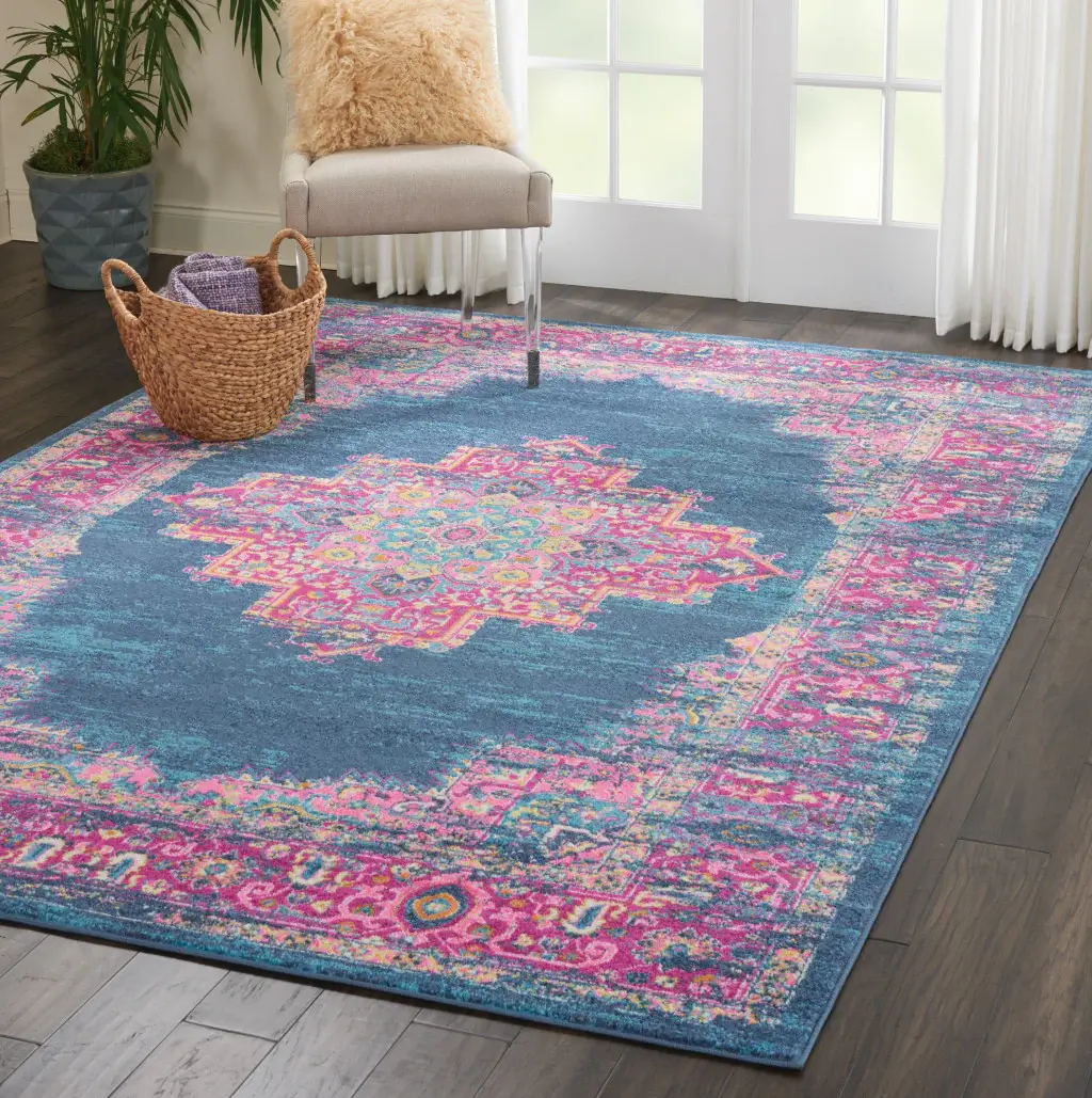 7' X 10' Blue Power Loom Area Rug - Image 6