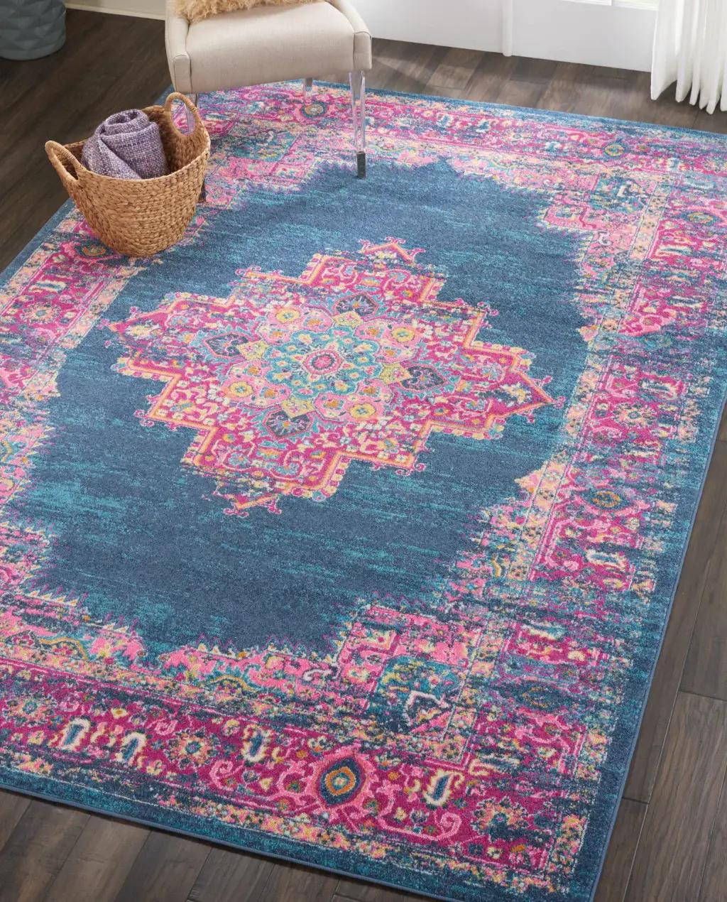 7' X 10' Blue Power Loom Area Rug - Image 7