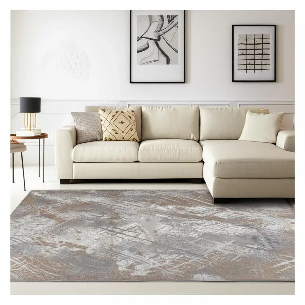 7' X 10' Brown Abstract Area Rug