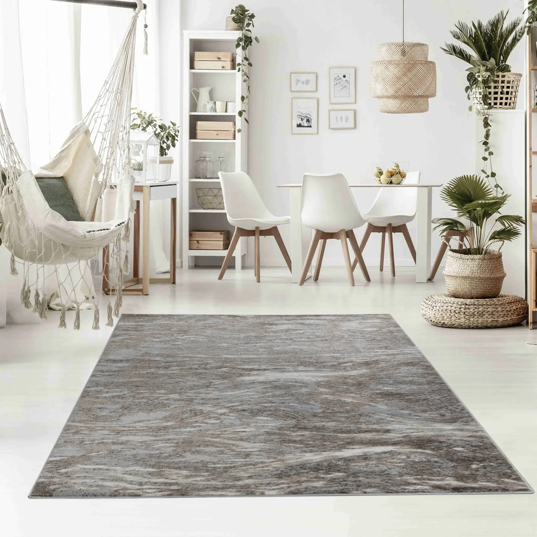 7' X 10' Brown Abstract Area Rug - Image 4