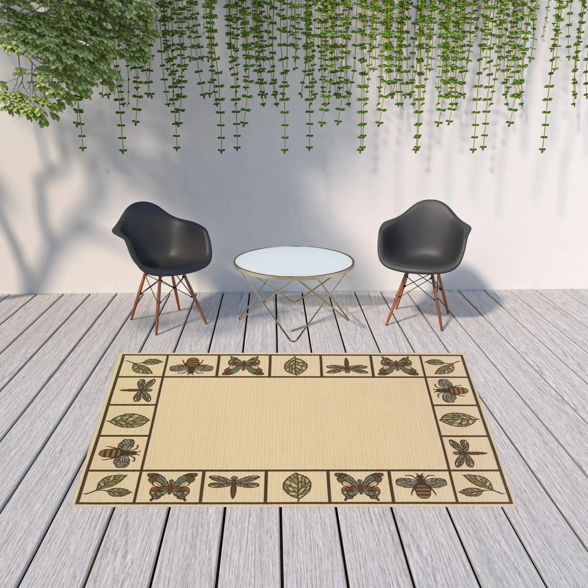 7' X 10' Brown and Ivory Abstract Stain Resistant Indoor Outdoor Area Rug - Image 2