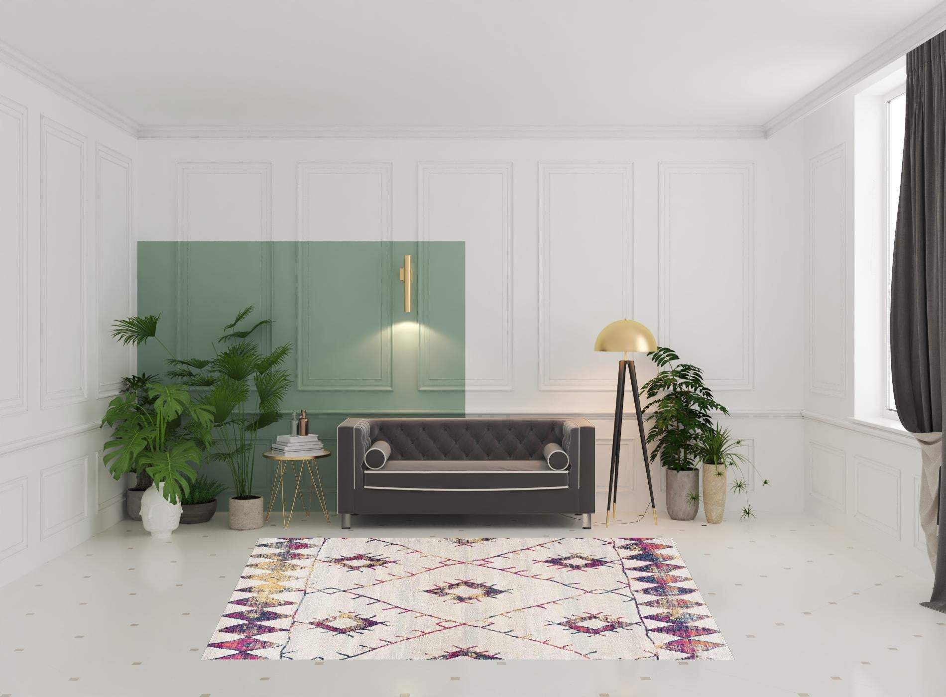 7' X 10' Cream Damask Area Rug - Image 6