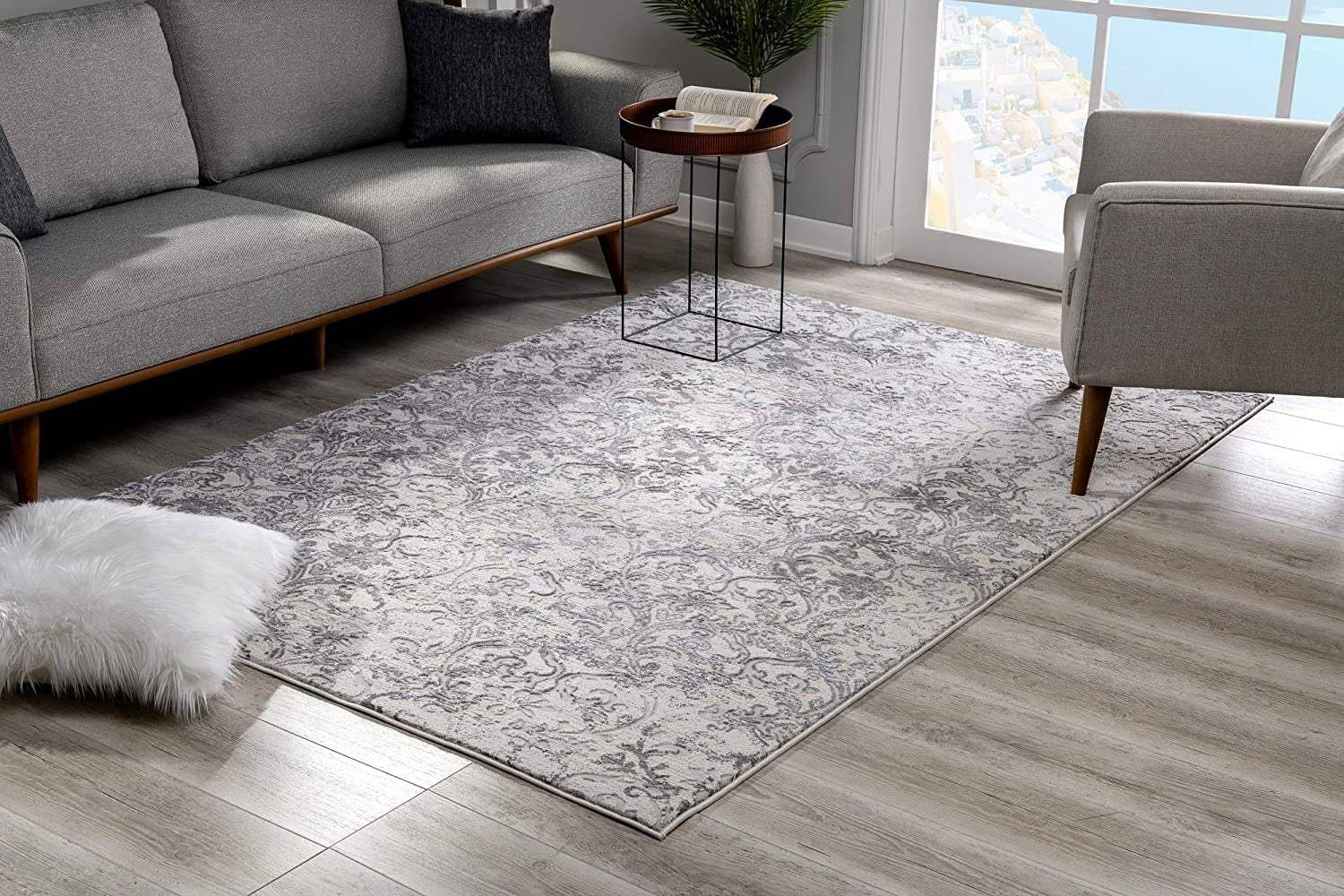 7' X 10' Cream Toile Power Loom Area Rug - Image 4