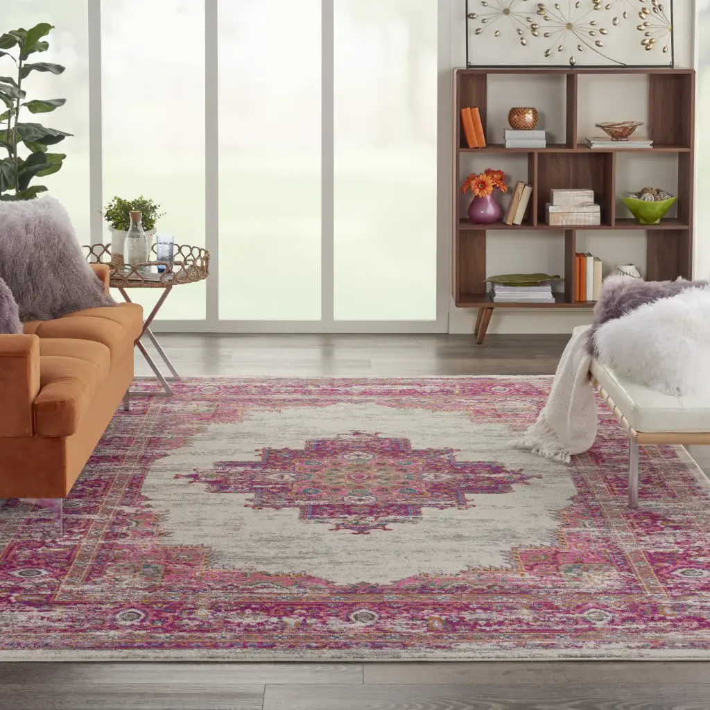 7' X 10' Fuchsia Power Loom Area Rug - Image 7