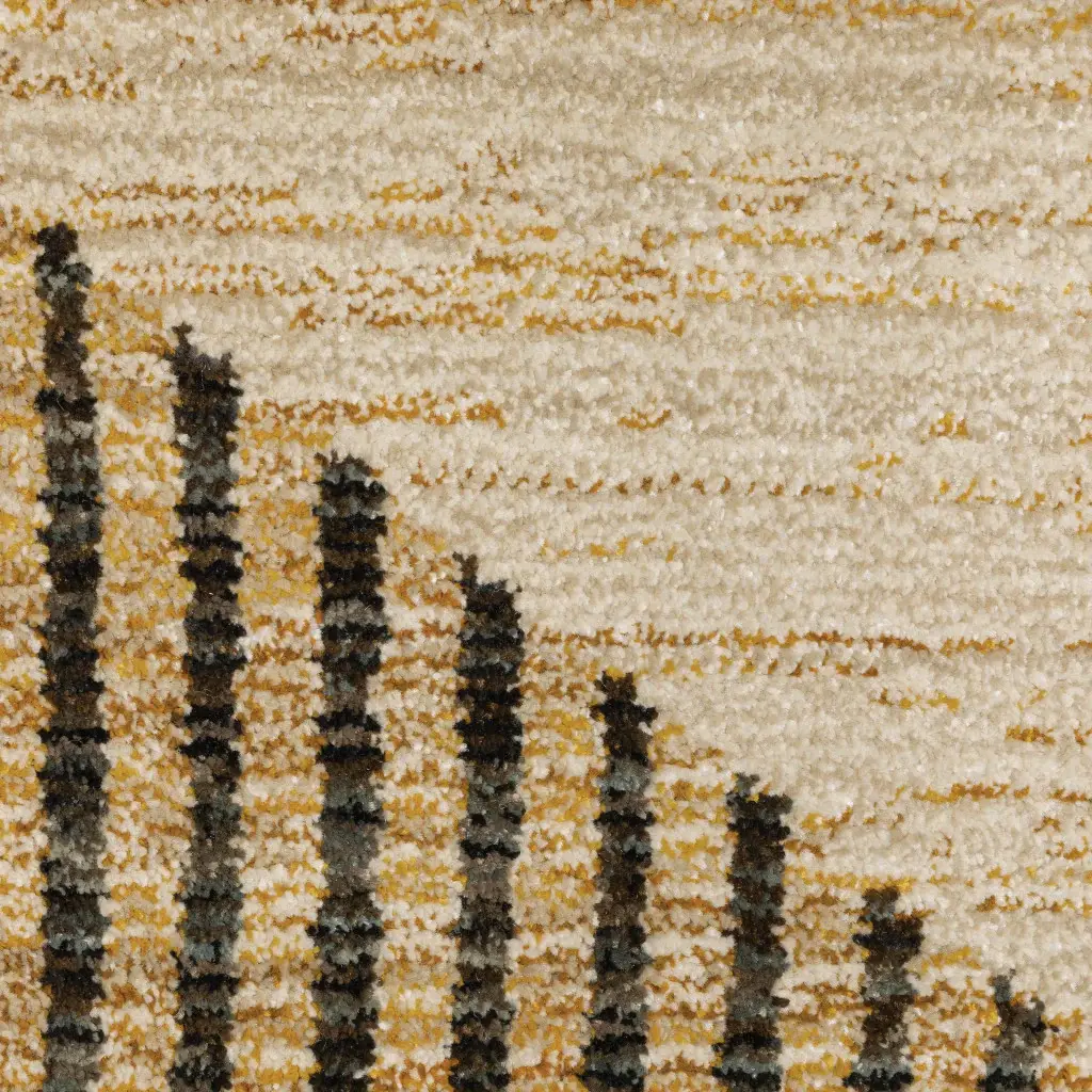 7' X 10' Gold Brown Blue Charcoal Rust and Beige Geometric Power Loom Area Rug - Image 4