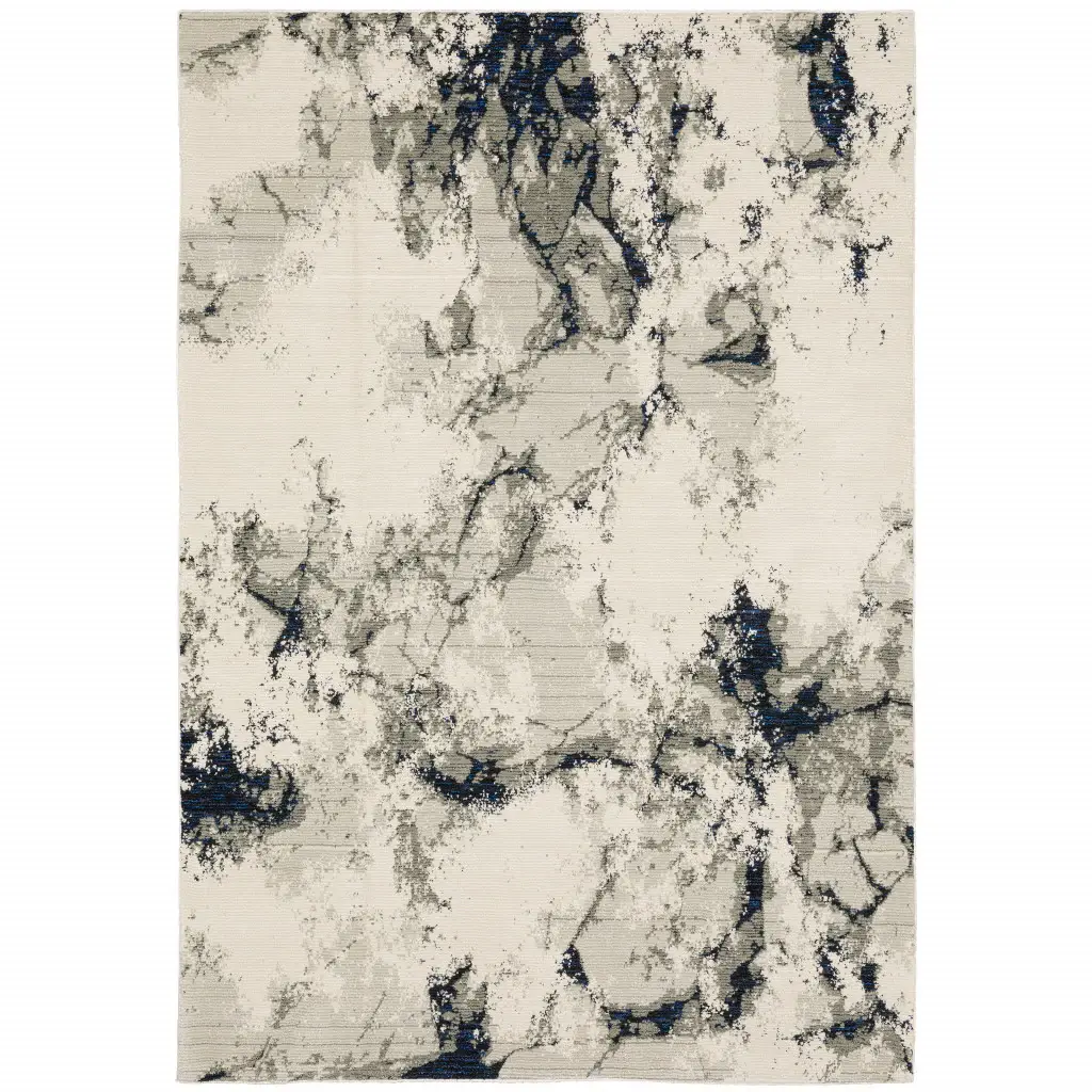 7' X 10' Gray and Black Abstract Power Loom Area Rug - Image 2