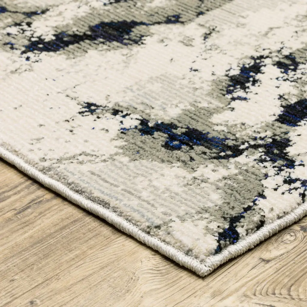 7' X 10' Gray and Black Abstract Power Loom Area Rug - Image 4