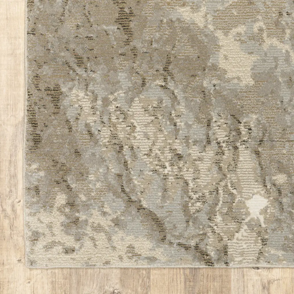 7' X 10' Gray and Ivory Abstract Power Loom Area Rug - Image 4