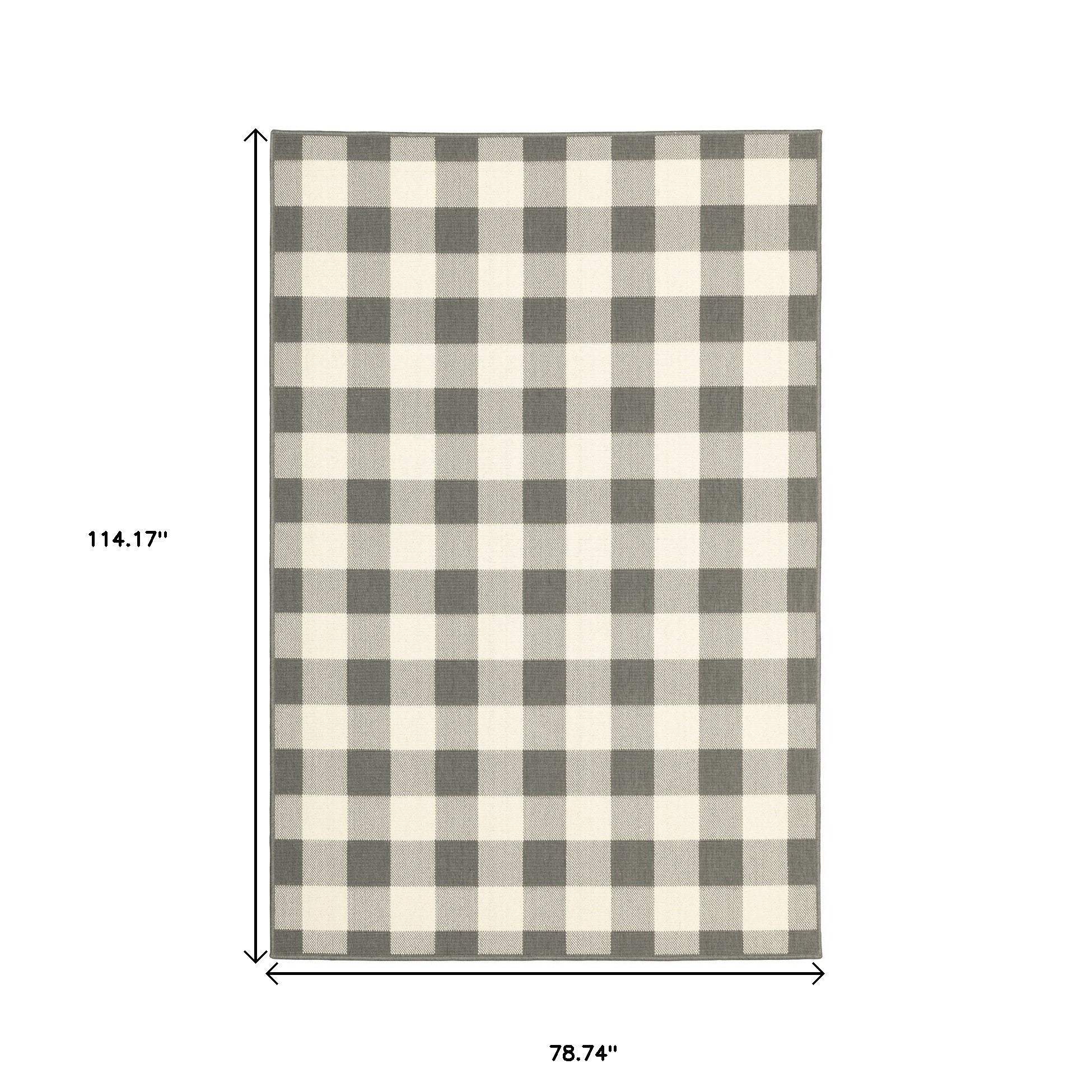 7' X 10' Gray and Ivory Indoor Outdoor Area Rug - Image 7