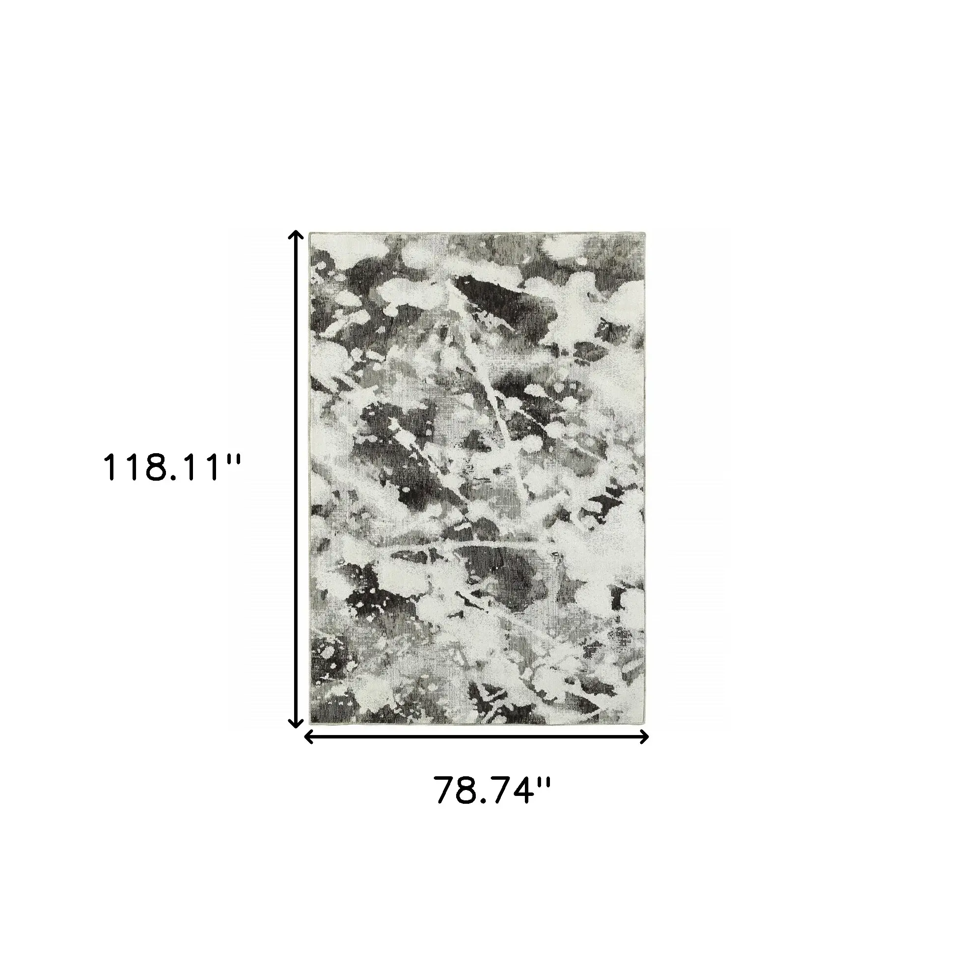 7' X 10' Gray and White Abstract Power Loom Area Rug - Image 3