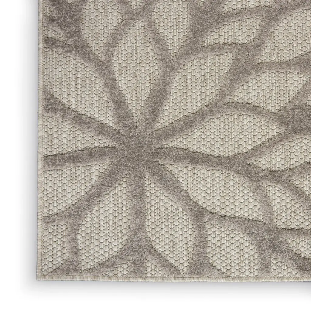 7' X 10' Gray Floral Indoor Outdoor Area Rug - Image 5