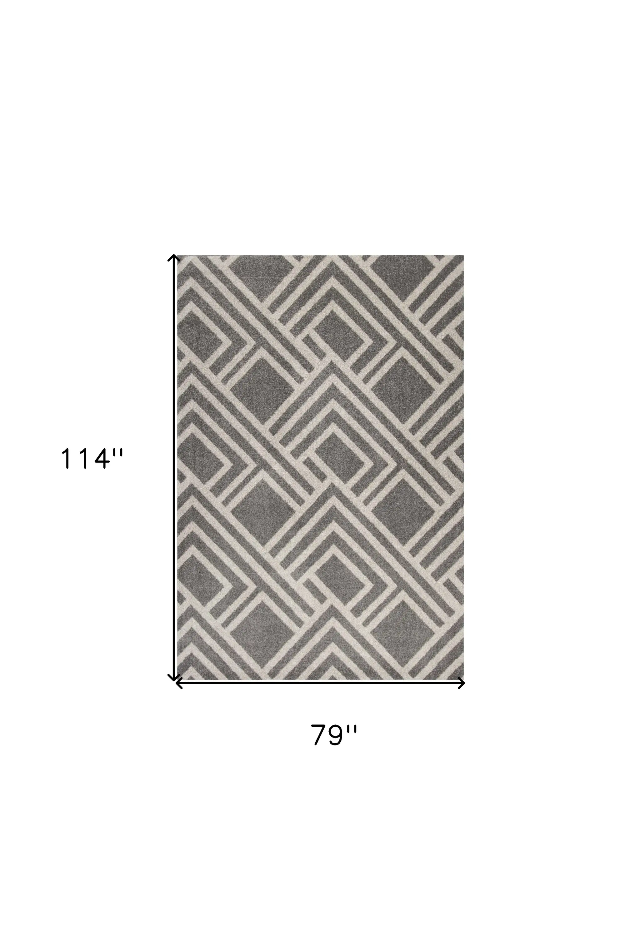 7' X 10' Gray Geometric Indoor Outdoor Area Rug - Image 3