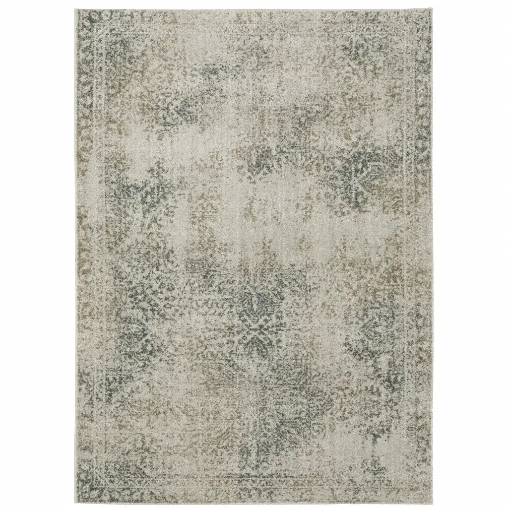 7' X 10' Gray Oriental Power Loom Area Rug - Image 2