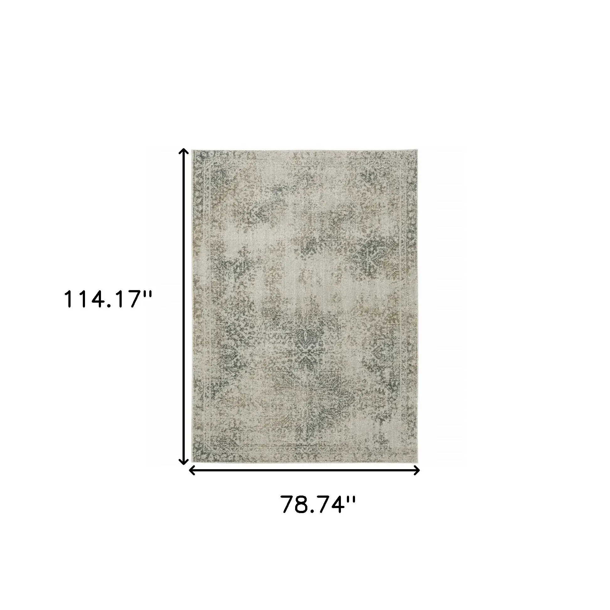 7' X 10' Gray Oriental Power Loom Area Rug - Image 3