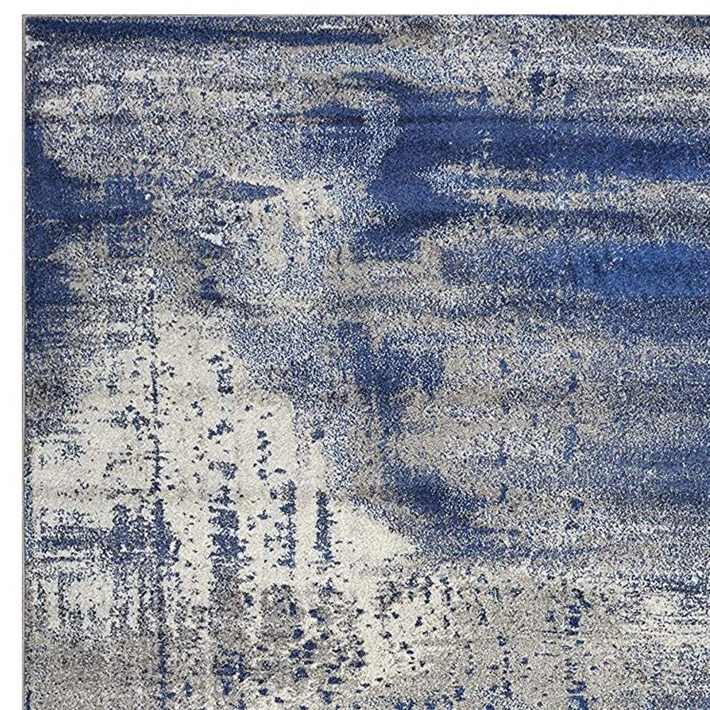 7' X 10' Ice Blue Machine Woven Abstract Indoor Area Rug - Image 5