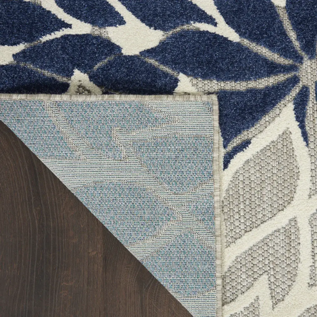 7' X 10' Ivory And Blue Floral Indoor Outdoor Area Rug - Image 8