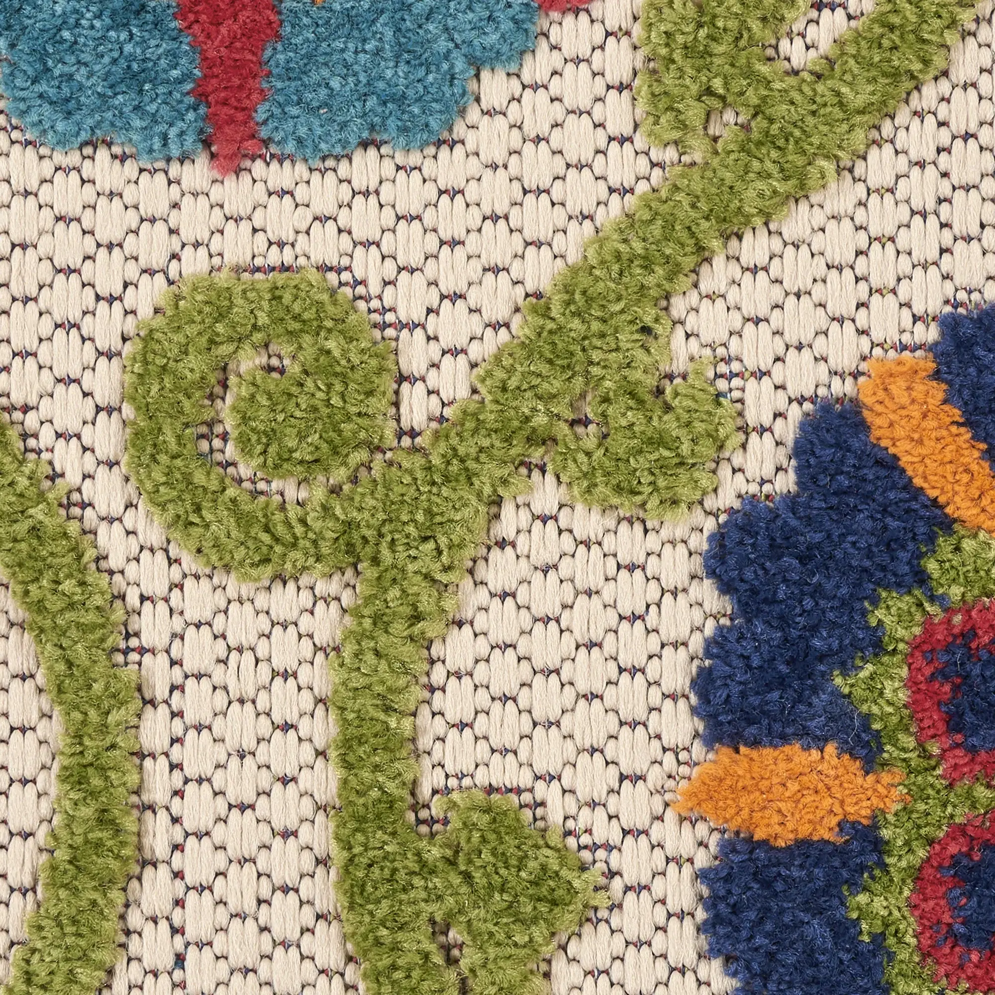 7' X 10' Ivory And Blue Floral Indoor Outdoor Area Rug - Image 3