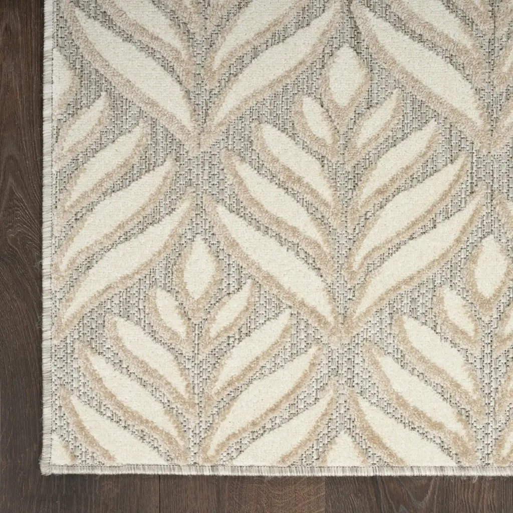 7' X 10' Ivory And Grey Floral Stain Resistant Non Skid Area Rug - Image 3