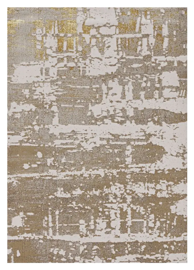 7' X 10' Ivory Gold Machine Woven Abstract Indoor Area Rug - Image 2