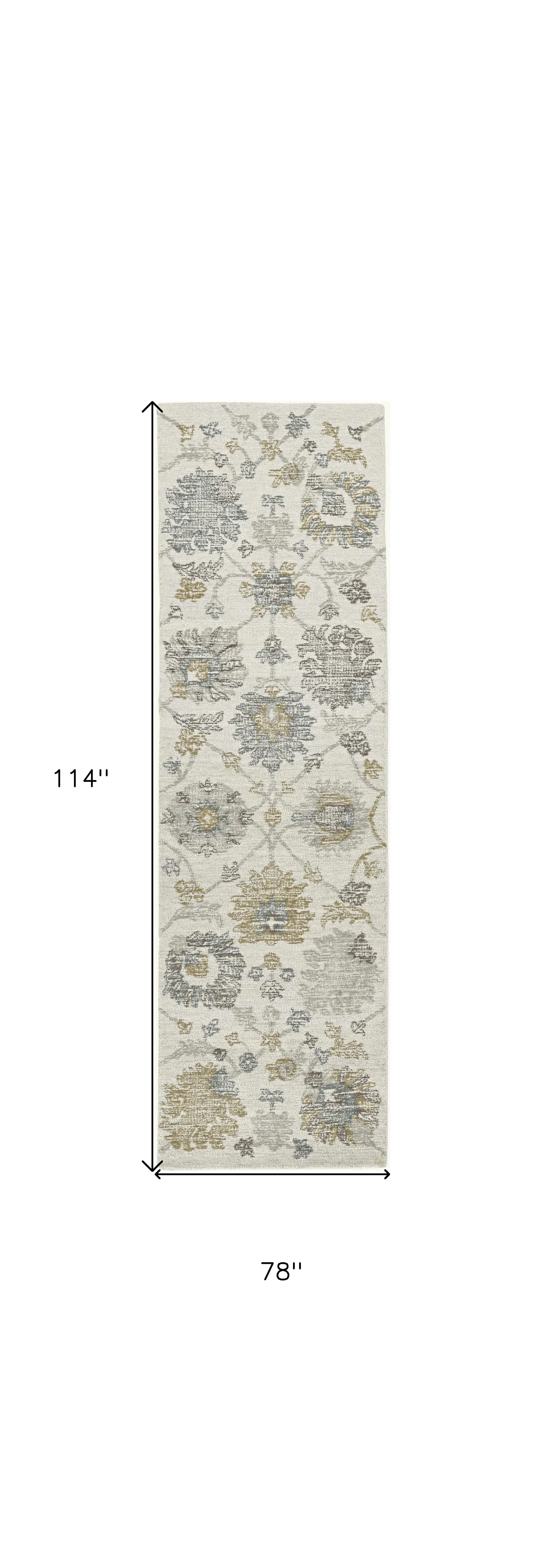 7' X 10' Ivory Hand Tufted Space Dyed Traditional Floral Indoor Area Rug - Image 3
