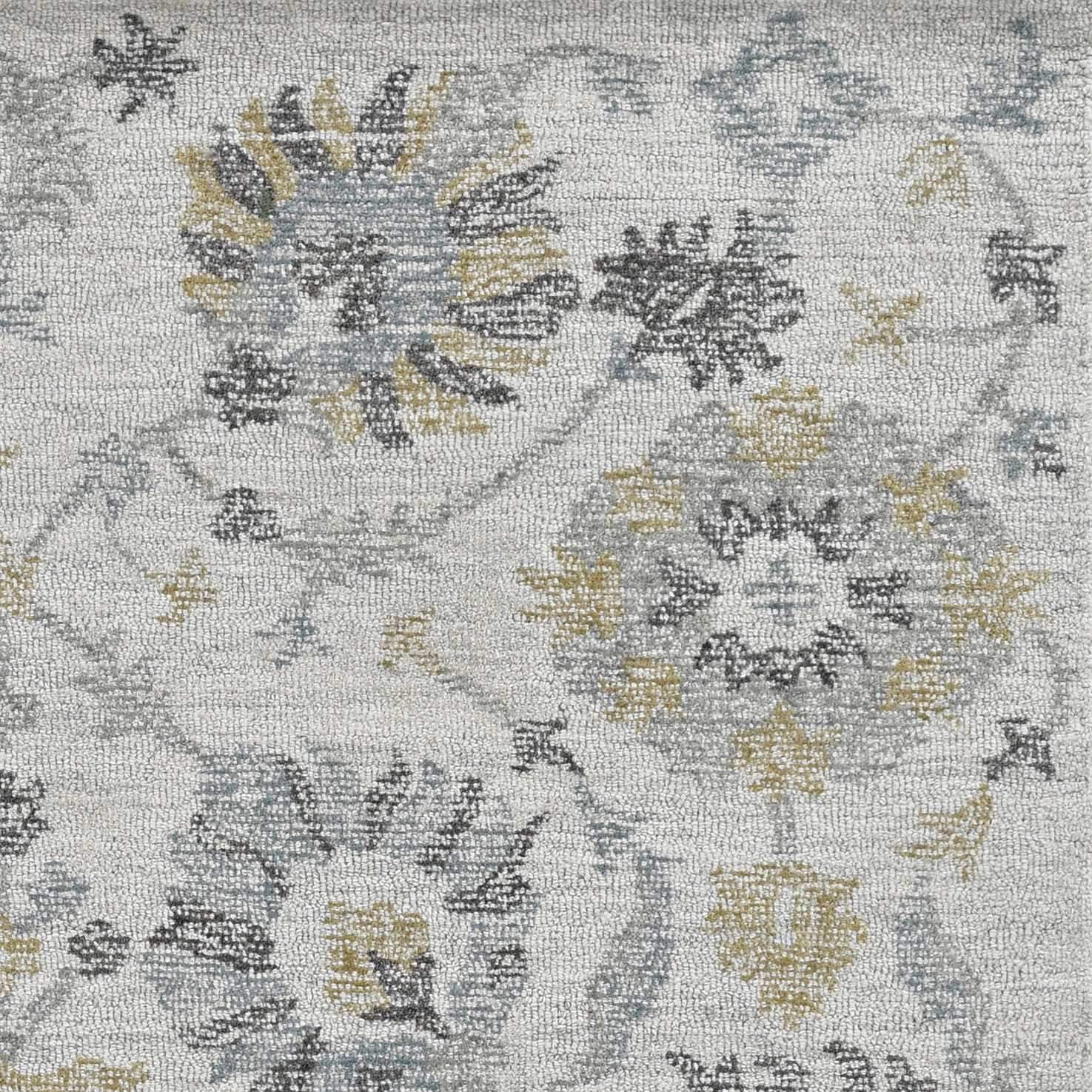 7' X 10' Ivory Hand Tufted Space Dyed Traditional Floral Indoor Area Rug - Image 5