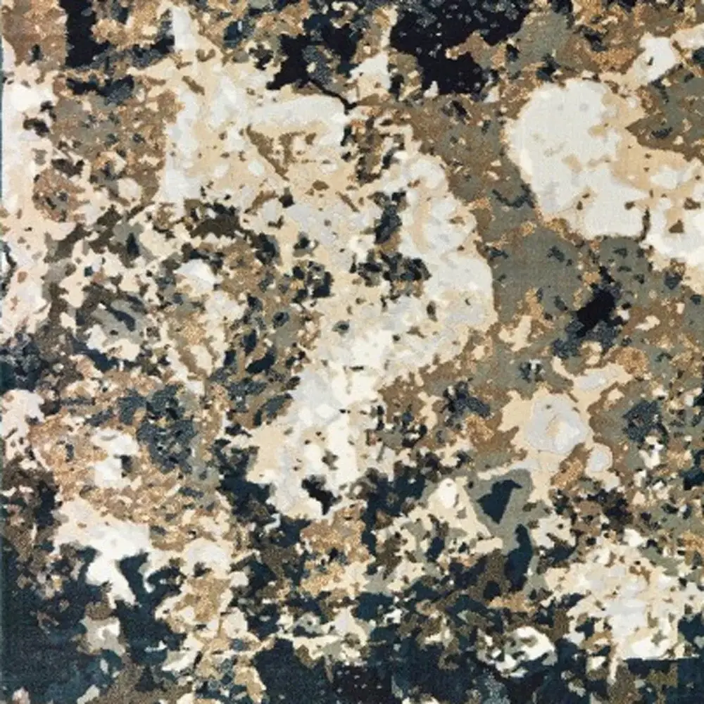 7' X 10' Ivory Navy Abstract Marble Indoor Area Rug - Image 2