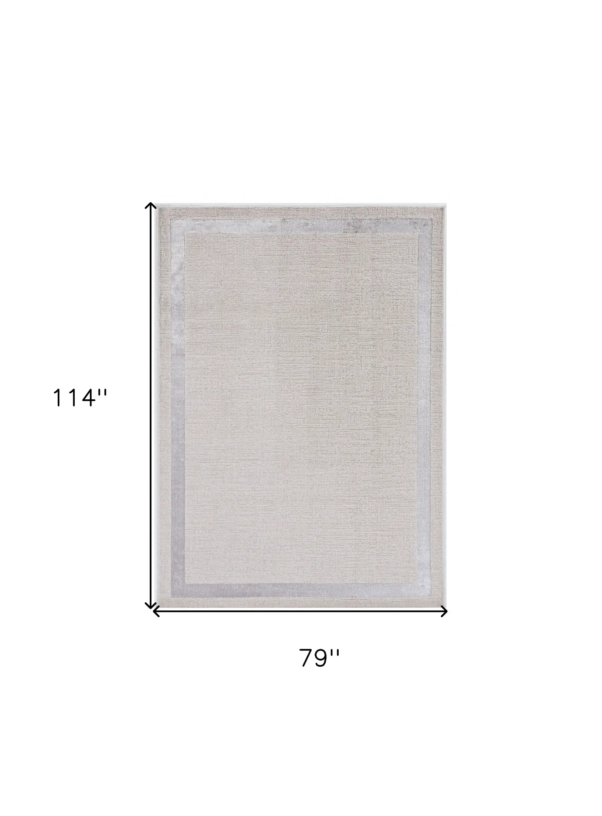 7' X 10' Ivory Silver Machine Woven Bordered Indoor Area Rug - Image 3